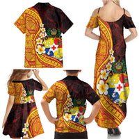 Tonga Culture Family Matching Summer Maxi Dress and Hawaiian Shirt Ngatu Pattern with Plumeria and Hibiscus LT03 - Polynesian Pride