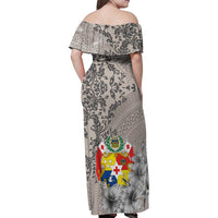 Tonga Culture Family Matching Off Shoulder Maxi Dress and Hawaiian Shirt Ngatu Pattern and Blooming Hibiscus LT03 - Polynesian Pride