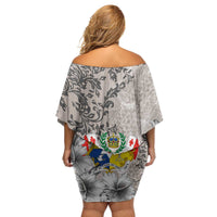 Tonga Culture Family Matching Off Shoulder Short Dress and Hawaiian Shirt Ngatu Pattern and Blooming Hibiscus LT03 - Polynesian Pride