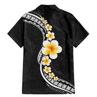 Pacific Hibiscus and Plumeria with Tapa Pattern Family Matching Mermaid Dress and Hawaiian Shirt Black Color LT03 - Polynesian Pride