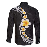 Pacific Hibiscus and Plumeria with Tapa Pattern Family Matching Summer Maxi Dress and Hawaiian Shirt Black Color LT03 - Polynesian Pride
