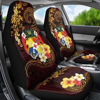 Tonga Ngatu and Hibiscus with Polynesian Tattoo Car Seat Cover Gold and Oxblood Color LT03 - Polynesian Pride