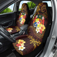 Tonga Ngatu and Hibiscus with Polynesian Tattoo Car Seat Cover Gold and Oxblood Color LT03 - Polynesian Pride