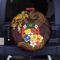 Tonga Ngatu and Hibiscus with Polynesian Tattoo Spare Tire Cover Gold and Oxblood Color LT03 - Polynesian Pride