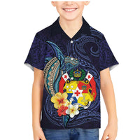 Tonga Vava'u Humpback Whale Blue Water Family Matching Mermaid Dress and Hawaiian Shirt Polynesian Hibiscus Flowers LT03 Son's Shirt Blue - Polynesian Pride