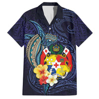 Tonga Vava'u Humpback Whale Blue Water Family Matching Off Shoulder Short Dress and Hawaiian Shirt Polynesian Hibiscus Flowers LT03 Dad's Shirt - Short Sleeve Blue - Polynesian Pride