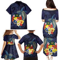 Tonga Vava'u Humpback Whale Blue Water Family Matching Puletasi and Hawaiian Shirt Polynesian Hibiscus Flowers LT03 - Polynesian Pride
