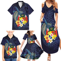 Tonga Vava'u Humpback Whale Blue Water Family Matching Summer Maxi Dress and Hawaiian Shirt Polynesian Hibiscus Flowers LT03 - Polynesian Pride