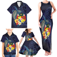 Tonga Vava'u Humpback Whale Blue Water Family Matching Tank Maxi Dress and Hawaiian Shirt Polynesian Hibiscus Flowers LT03 - Polynesian Pride