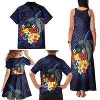 Tonga Vava'u Humpback Whale Blue Water Family Matching Tank Maxi Dress and Hawaiian Shirt Polynesian Hibiscus Flowers LT03 - Polynesian Pride
