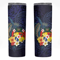 Tonga Vava'u Humpback Whale Blue Water Skinny Tumbler Polynesian Hibiscus Flowers LT03 Blue - Polynesian Pride