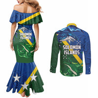 Solomon Islands Polynesian Tribal Shark and Crocodile Couples Matching Mermaid Dress and Long Sleeve Button Shirt LT03 - Polynesian Pride