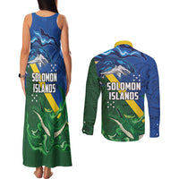Solomon Islands Polynesian Tribal Shark and Crocodile Couples Matching Tank Maxi Dress and Long Sleeve Button Shirt LT03 - Polynesian Pride