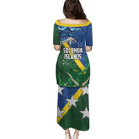 Solomon Islands Polynesian Tribal Shark and Crocodile Family Matching Puletasi and Hawaiian Shirt LT03 - Polynesian Pride
