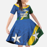 Solomon Islands Polynesian Tribal Shark and Crocodile Family Matching Summer Maxi Dress and Hawaiian Shirt LT03 Daughter's Dress Blue - Polynesian Pride