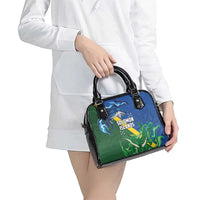 Solomon Islands Polynesian Tribal Shark and Crocodile Shoulder Handbag