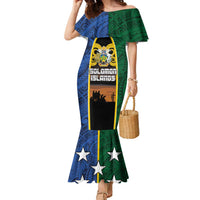 Solomon Islands Remembrance Day Family Matching Mermaid Dress and Hawaiian Shirt Lest We Forget and Polynesian Tattoo Pattern LT03 Mom's Dress Black - Polynesian Pride