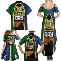 Solomon Islands Remembrance Day Family Matching Summer Maxi Dress and Hawaiian Shirt Lest We Forget and Polynesian Tattoo Pattern LT03 - Polynesian Pride
