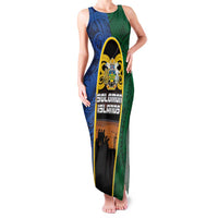 Solomon Islands Remembrance Day Family Matching Tank Maxi Dress and Hawaiian Shirt Lest We Forget and Polynesian Tattoo Pattern LT03 Mom's Dress Black - Polynesian Pride