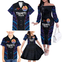 Personalised Tahiti Triathlon Polynesian Pattern Family Matching Off The Shoulder Long Sleeve Dress and Hawaiian Shirt LT03 - Polynesian Pride