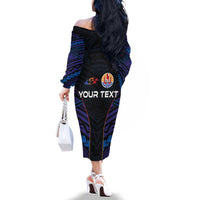 Personalised Tahiti Triathlon Polynesian Pattern Family Matching Off The Shoulder Long Sleeve Dress and Hawaiian Shirt LT03 - Polynesian Pride