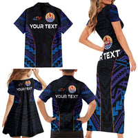 Personalised Tahiti Triathlon Polynesian Pattern Family Matching Short Sleeve Bodycon Dress and Hawaiian Shirt LT03 - Polynesian Pride