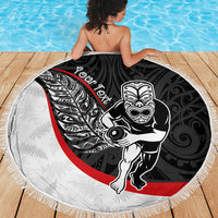 Personalised Aotearoa Lawn Bowls Beach Blanket Maori Warrior and Silver Fern Sporty Style LT03 - Polynesian Pride