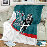Personalised Aotearoa Lawn Bowls Blanket Maori Warrior and Silver Fern Sporty Style Teal LT03 - Polynesian Pride