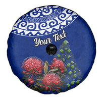 Personalized New Zealand Christmas Spare Tire Cover Maori Santa Pikorua and Pohutukawa Meri Kirihimete Blue LT03 - Polynesian Pride