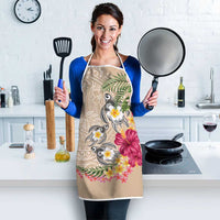 Hawaiian Tropical Flowers and Tribal Turtles Apron Polynesian Art Motifs Beige Color LT03 - Polynesian Pride