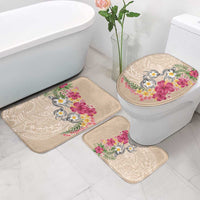 Hawaiian Tropical Flowers and Tribal Turtles Bathroom Set Polynesian Art Motifs Beige Color LT03 - Polynesian Pride