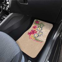 Hawaiian Tropical Flowers and Tribal Turtles Car Mats Polynesian Art Motifs Beige Color LT03 - Polynesian Pride