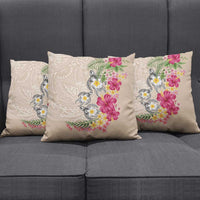 Hawaiian Tropical Flowers and Tribal Turtles Pillow Cover Polynesian Art Motifs Beige Color LT03 - Polynesian Pride