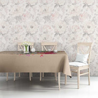Hawaiian Tropical Flowers and Tribal Turtles Tablecloth Polynesian Art Motifs Beige Color LT03 - Polynesian Pride