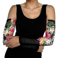 Hawaiian Tropical Flowers and Tribal Turtles Arm Sleeves Polynesian Art Motifs Black Color LT03 - Polynesian Pride