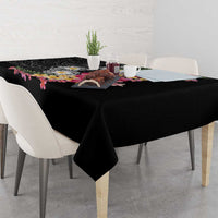 Hawaiian Tropical Flowers and Tribal Turtles Tablecloth Polynesian Art Motifs Black Color LT03 - Polynesian Pride