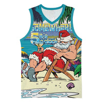 Mele Kalikimaka Hawaii It's 5 o'clock Somewhere Basketball Jersey Funny Lazy Santa Claus Chilling with Cocktail LT03 Unisex Multicolor - Polynesian Pride