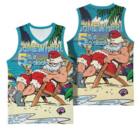 Mele Kalikimaka Hawaii It's 5 o'clock Somewhere Basketball Jersey Funny Lazy Santa Claus Chilling with Cocktail LT03 - Polynesian Pride