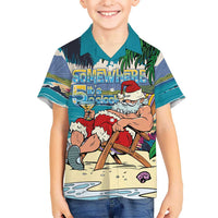 Mele Kalikimaka Hawaii It's 5 o'clock Somewhere Hawaiian Shirt Funny Lazy Santa Claus Chilling with Cocktail LT03 - Polynesian Pride