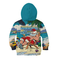 Mele Kalikimaka Hawaii It's 5 o'clock Somewhere Kid Hoodie Funny Lazy Santa Claus Chilling with Cocktail LT03 - Polynesian Pride