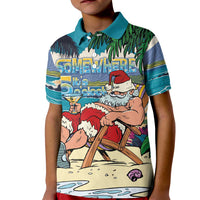 Mele Kalikimaka Hawaii It's 5 o'clock Somewhere Kid Polo Shirt Funny Lazy Santa Claus Chilling with Cocktail LT03 Kid Multicolor - Polynesian Pride