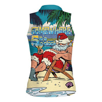 Mele Kalikimaka Hawaii It's 5 o'clock Somewhere Women Sleeveless Polo Shirt Funny Lazy Santa Claus Chilling with Cocktail LT03 - Polynesian Pride