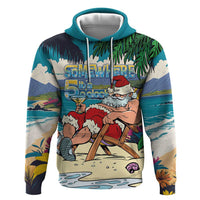 Mele Kalikimaka Hawaii It's 5 o'clock Somewhere Zip Hoodie Funny Lazy Santa Claus Chilling with Cocktail LT03 Pullover Hoodie Multicolor - Polynesian Pride