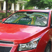 Cook Islands Rugby League Auto Sun Shade Avaiki Tatau Tribal Motifs Black Color LT03 - Polynesian Pride