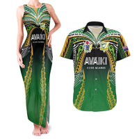 Custom Cook Islands Rugby League Couples Matching Tank Maxi Dress and Hawaiian Shirt Avaiki Tatau Tribal Motifs Black Color LT03 Black - Polynesian Pride