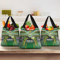 Cook Islands Rugby League Grocery Bag Avaiki Tatau Tribal Motifs Black Color LT03 3-pack One Size Black - Polynesian Pride