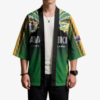 Custom Cook Islands Rugby League Kimono Avaiki Tatau Tribal Motifs Black Color LT03 - Polynesian Pride