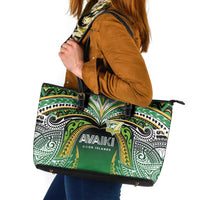 Cook Islands Rugby League Leather Tote Bag Avaiki Tatau Tribal Motifs Black Color LT03 Black - Polynesian Pride