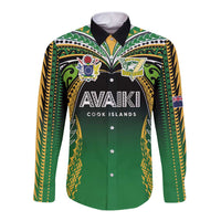 Custom Cook Islands Rugby League Long Sleeve Button Shirt Avaiki Tatau Tribal Motifs Black Color LT03 Unisex Black - Polynesian Pride