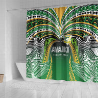 Cook Islands Rugby League Shower Curtain Avaiki Tatau Tribal Motifs Black Color LT03 - Polynesian Pride